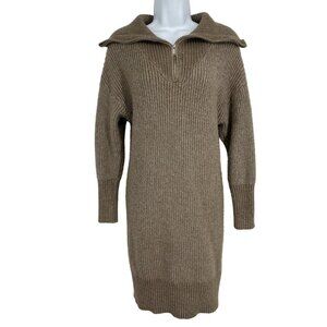 Cupcakes and Cashmere Ribbed Quarter Zip Up Sweater Dress Brown Size M